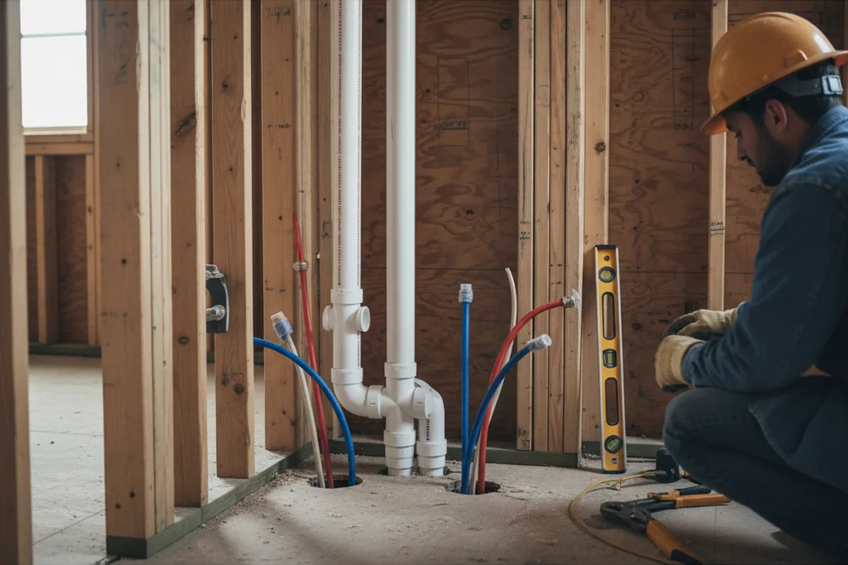 Drain and supply rough-in during Toilet Repair and Installation in Eden